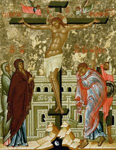 The Crucifixion of Our Lord, Russian Icon from the Cathedral of St. Sophia, Novgorod School, 15th Century